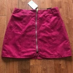 NWT H&M Maroon Suede Zip Up Mini Skirt